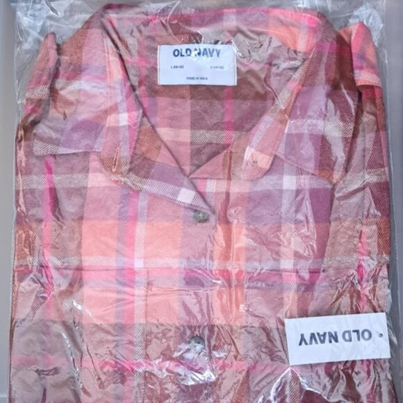 Lot of 2 New Blouse & Skirt Cropped Long-Sleeve Plaid Pocket Flannel - Picture 3 of 4